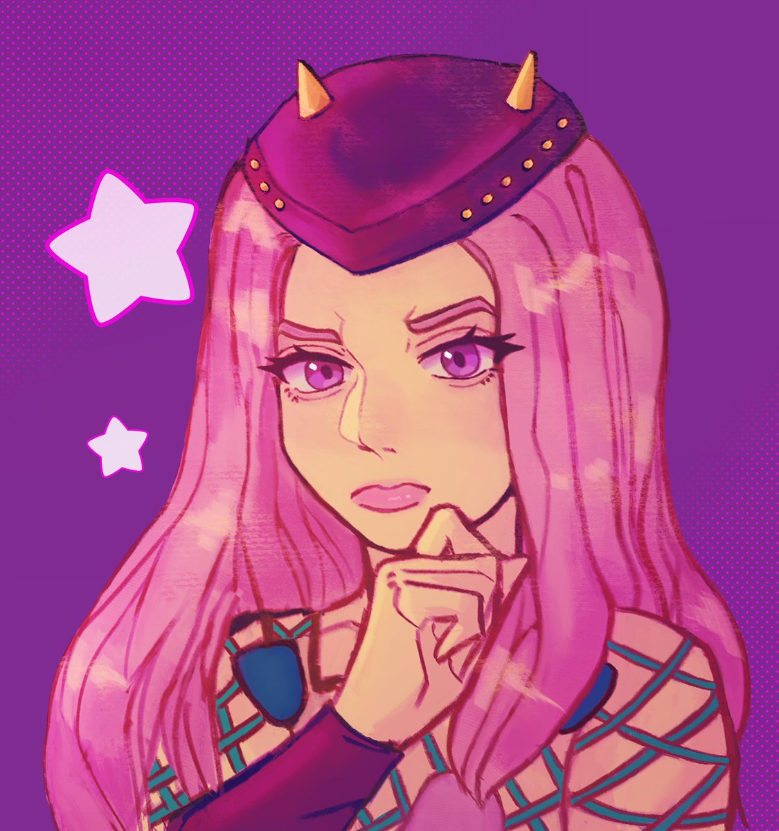 Gooseability's tweet photo. Hey now that I think about it there's some comms I did that I forgot to post lmao 

Anyway here's Rena and Anasui. They were fun to draw yay (I love stars and dot tones in my bgs can u tell) https://t.co/IrujDQRNy0