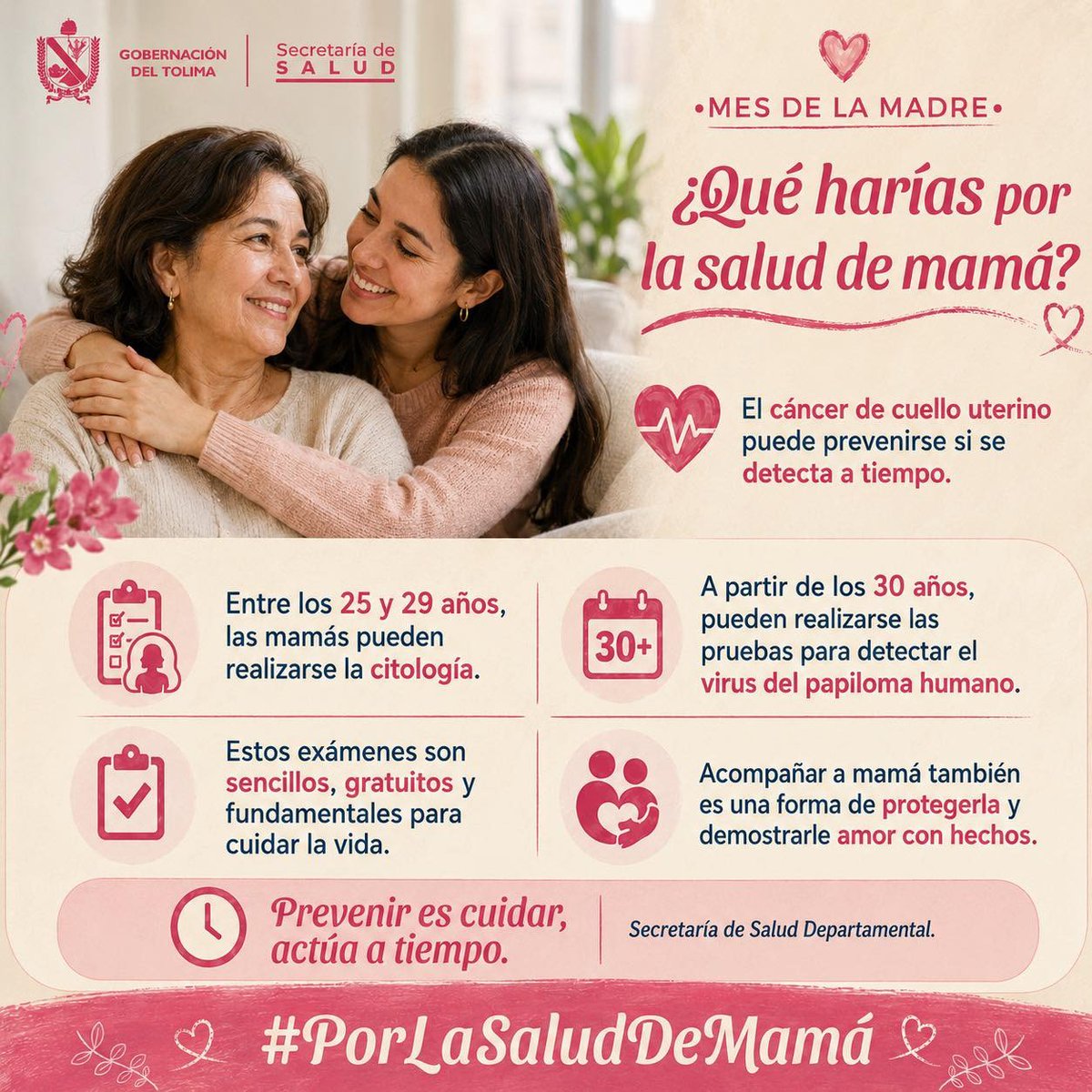 InviciblesInven's tweet photo. Amar a mamá también es acompañarla a cuidar su salud.
La prevención puede marcar la diferencia. Por eso, la Gobernación del Tolima y la Secretaría de Salud invitan a las familias a motivar a las mujeres a realizarse sus chequeos preventivos. https://t.co/6EA5X6X10M