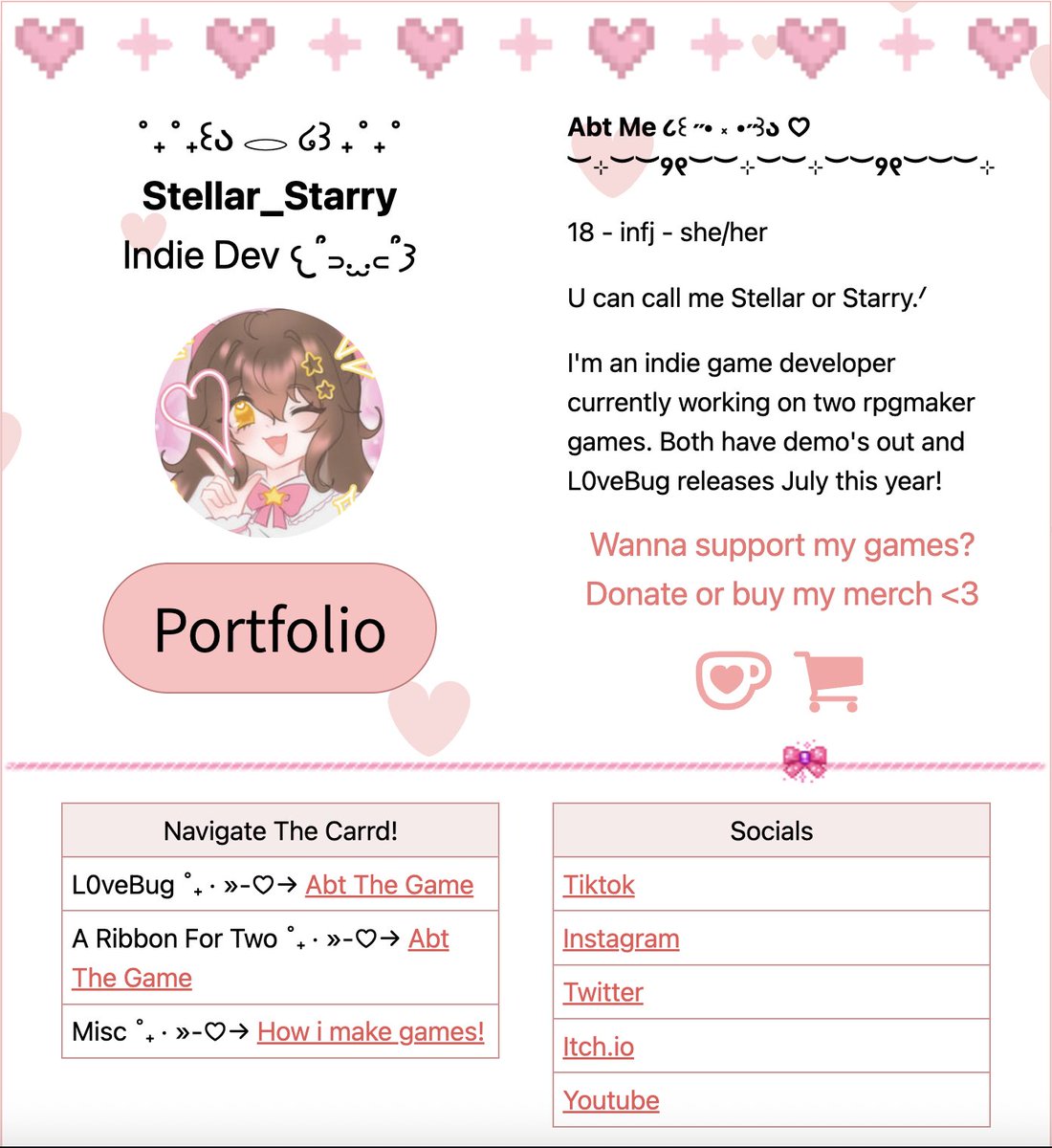 StarryDeveloper's tweet photo. Gave my carrd a little update, you can now checkout my portfolio (˶˃ ᵕ ˂˶) .ᐟ.ᐟ
#portfolio #carrd https://t.co/EbbIFcORvS