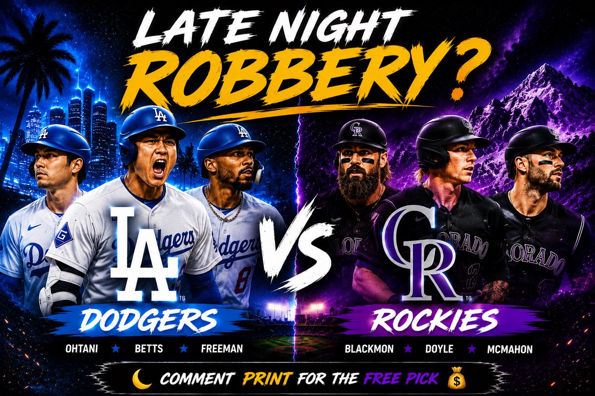 TH_Handicapper's tweet photo. 🌙🔥 MIDNIGHT HEIST 🔥🌙

Dodgers vs Rockies tonight and Vegas slipped up on the board… 👀

Comment PRINT for the FREE play before first pitch ⚾💰

#MLB #SportsBetting #FreePick #MLBPicks #BaseballX
#Dodgers #Rockies #SportsbookKiller #SportsPicks #BaseballPicks https://t.co/jKdRz88FY3