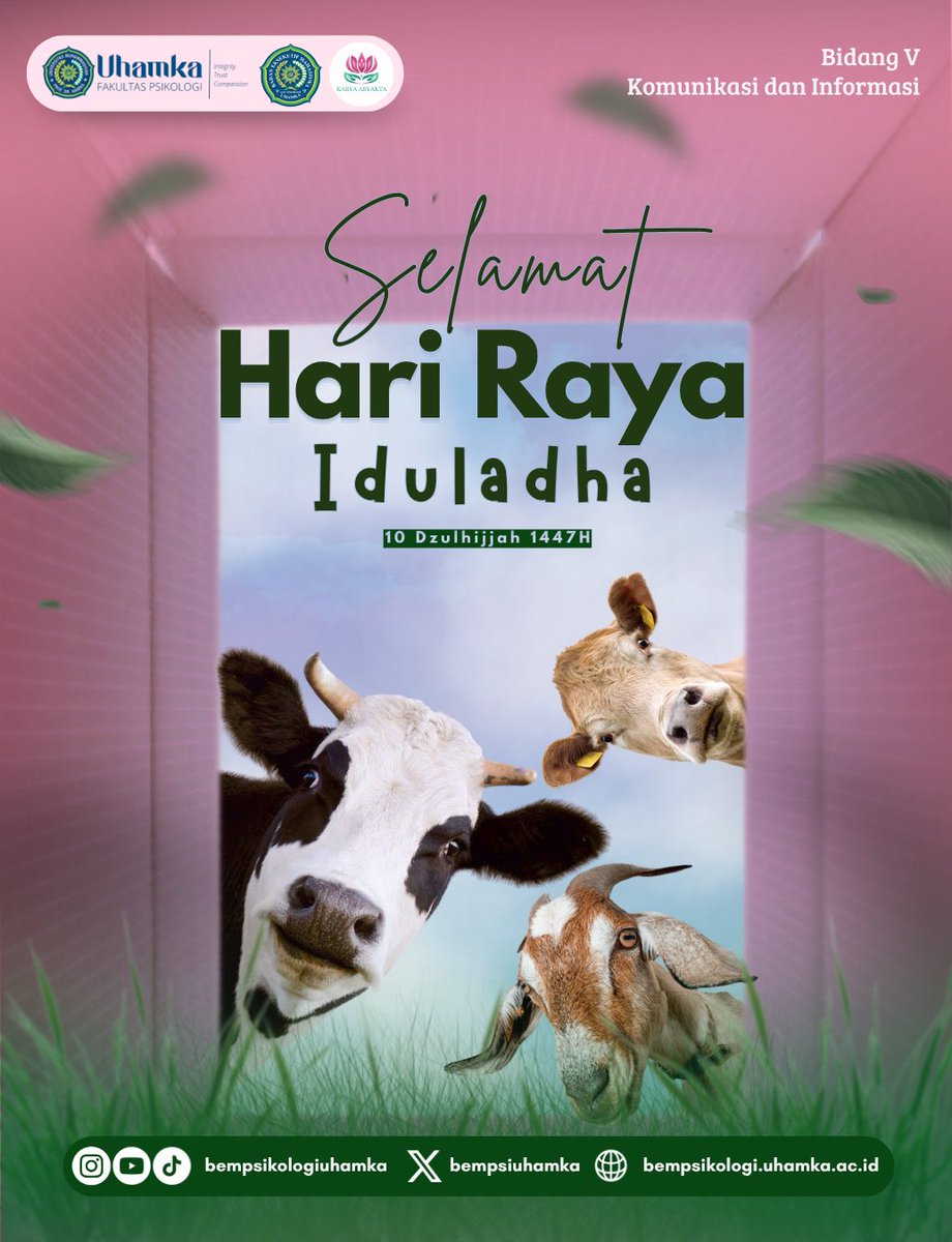 bempsiuhamka's tweet photo. Selamat Hari Raya Iduladha 1447 H 🌙✨

Halo, 𝘗𝘴𝘺𝘧𝘢𝘮𝘴! ˗ˏˋ 𝚿 ˎˊ˗

Hari Raya Kurban bukan sekadar ritual penyembelihan. Iduladha mengajarkan makna ketulusan, keikhlasan, dan pengorbanan paling murni dalam sejarah umat manusia. https://t.co/lv6CjJ9OBs