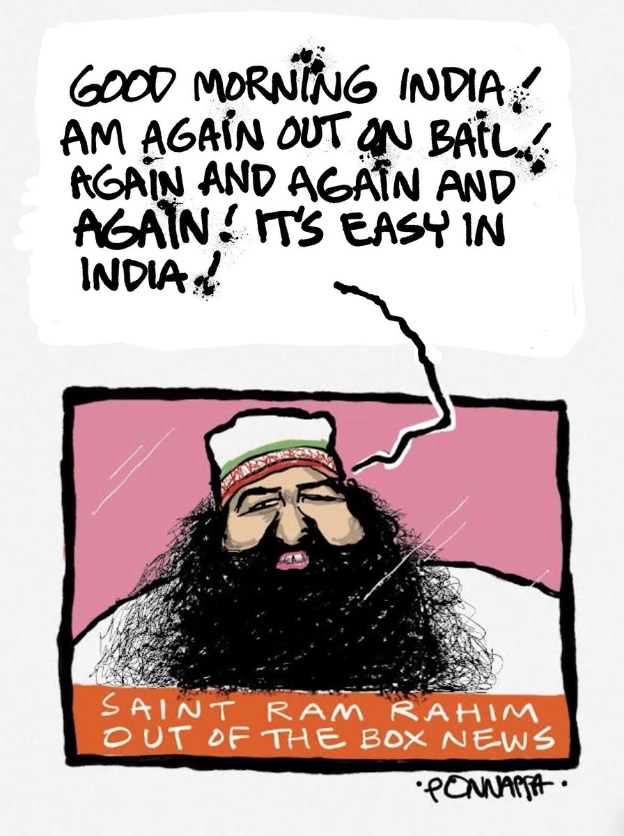 PonnappaCartoon's tweet photo. #godman #criminal #bail #India #cartoon https://t.co/VBYEnqiGaE