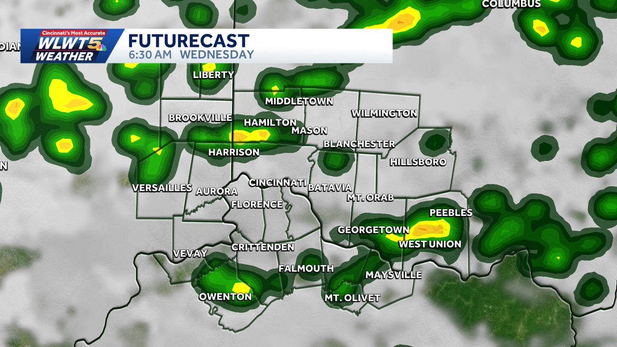 AllisonWeather's tweet photo. A few morning downpours will be possible, but more development is expected in the afternoon-evening! https://t.co/ZLelM8JASu