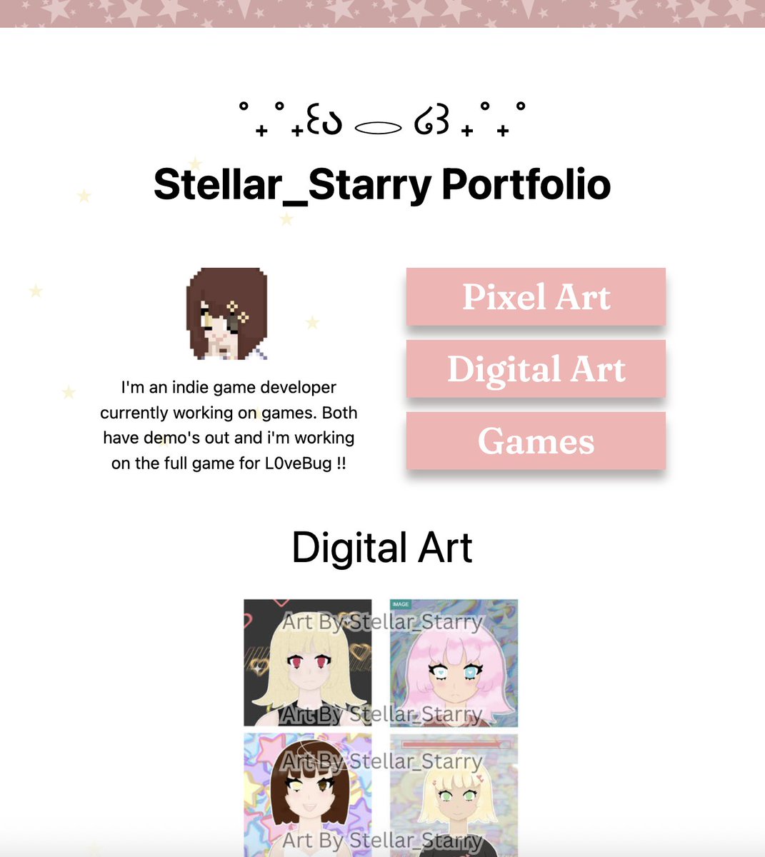 StarryDeveloper's tweet photo. Gave my carrd a little update, you can now checkout my portfolio (˶˃ ᵕ ˂˶) .ᐟ.ᐟ
#portfolio #carrd https://t.co/EbbIFcORvS