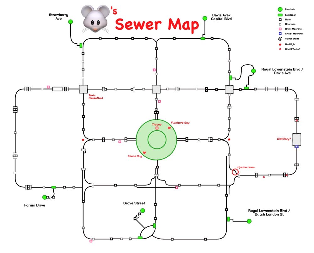 ryankingsounds's tweet photo. strange to think my biggest contribution to nopixel 4.0 might be this sewer map. i made it while rping a secret character, a nonverbal mouse. some ppl called me mousey or squeaks. personally i remember it mostly as “pain in the ass to /me, emote, and squeak stuff” good times tho https://t.co/Info6hK1Qw