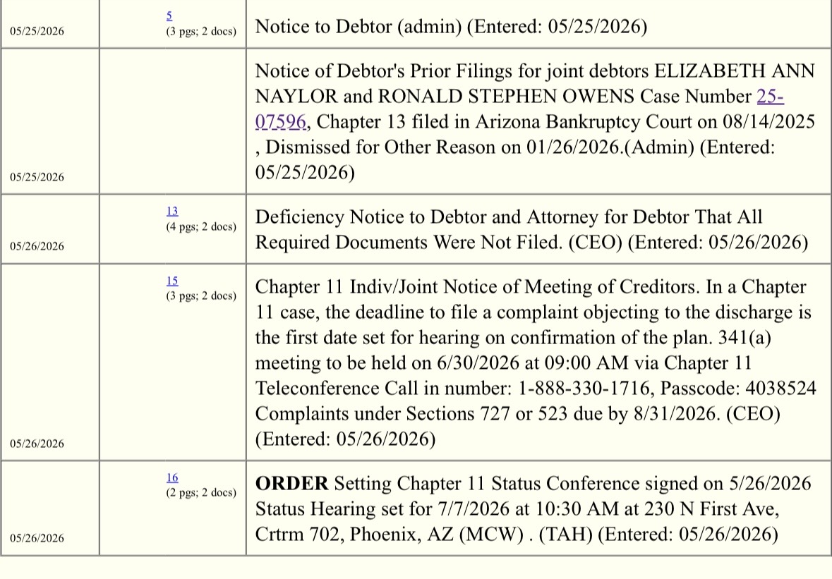 Redacted Update Lots of updates and court documents for the Chapter 11 Bankruptcy for ...