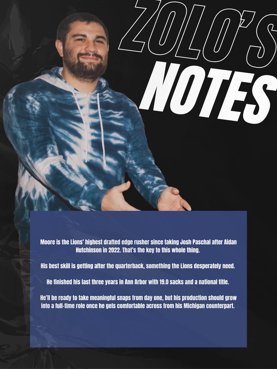 TippedBalls's tweet photo. PLAYER PROFILE: DERRICK MOORE

SWIPE to see Zolo’s notes on our newest EDGE 🫡 
.
.
.
#onepride #nfldraft #lions https://t.co/rhP9S4QCIG