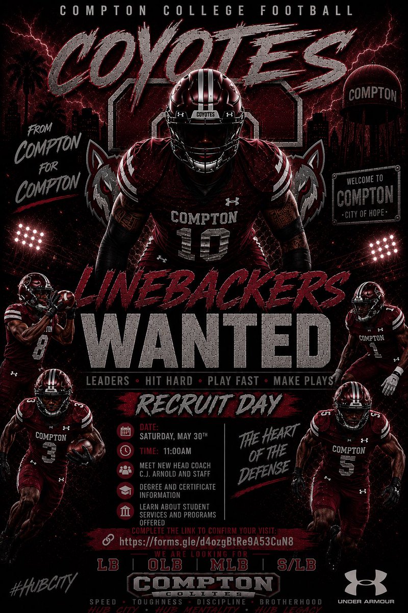 _ulysses9's tweet photo. Clean slate. New standard. Wide open roster. 😤
We are changing the narrative around Compton Football. From the trenches to the secondary, every single jersey is up for grabs. If you are ready to work, buy into a winning culture, and show out at the JUCO level, this is your shot https://t.co/cc2H48VHNE