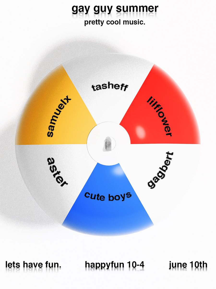 samuelx's tweet photo. samuelx presents: gay guy summer 

as the self appointed gay guy aficionado of gay guy summer , i am happy to announce: gay guy summer. the not gay guy party, for pretty cool music. 

June 10th

including sets from 

samuelx
aster.15k 
gagbert
eliselilflower 
tasheff 
djcuteboys https://t.co/SJ0ZqYeu1i