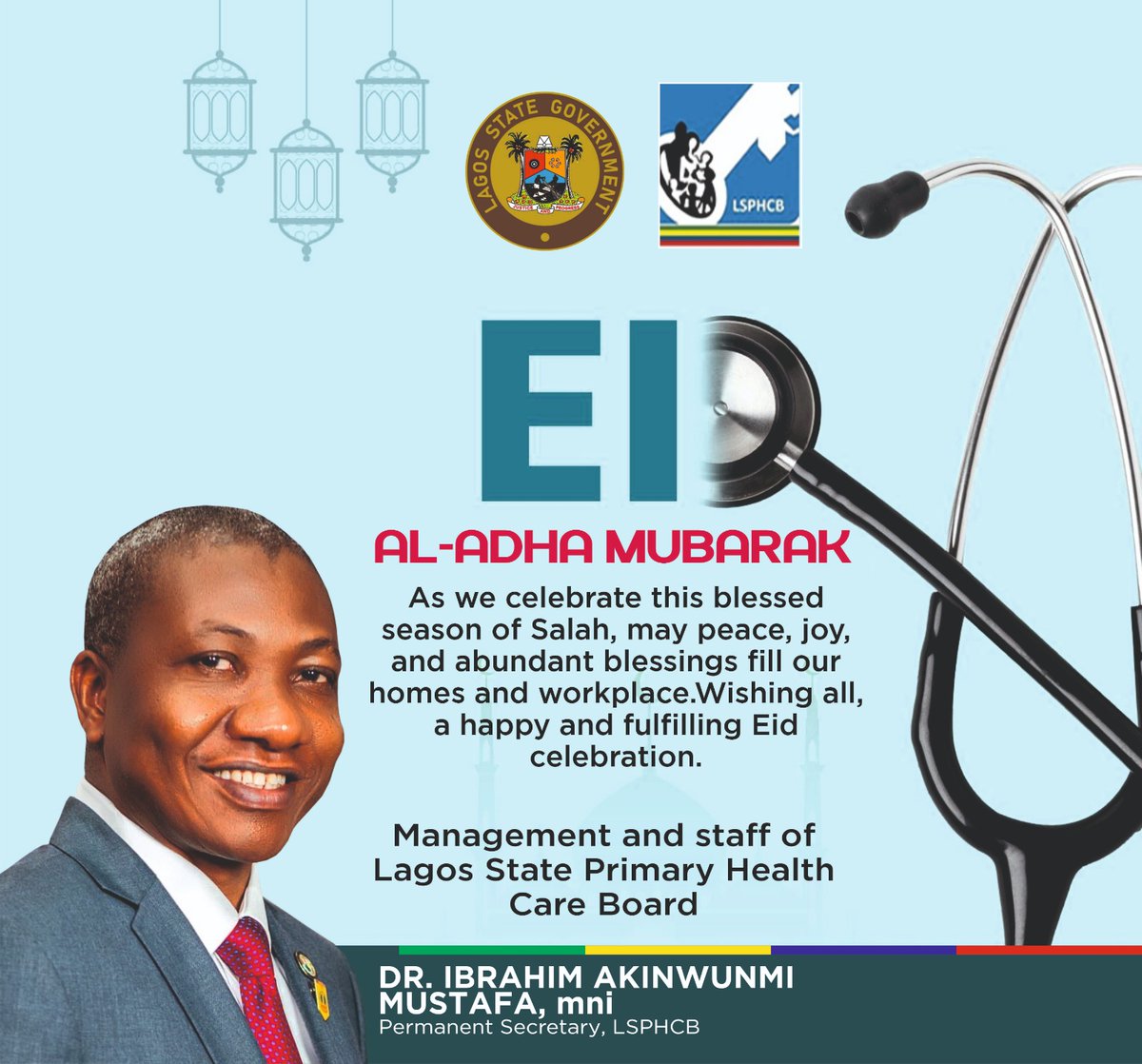 LagosPHCB's tweet photo. May Allah accept your prayers, forgive your shortcomings, and shower your home with endless joy. Eid Mubarak.

#eidmubarak #lagosphcb #lsphcb  #agreaterlagosrising  

@ProfAkinAbayomi @kemskis @gbenga_omo @Ibrahim2572 @followlasg https://t.co/0a8TQAsqrP