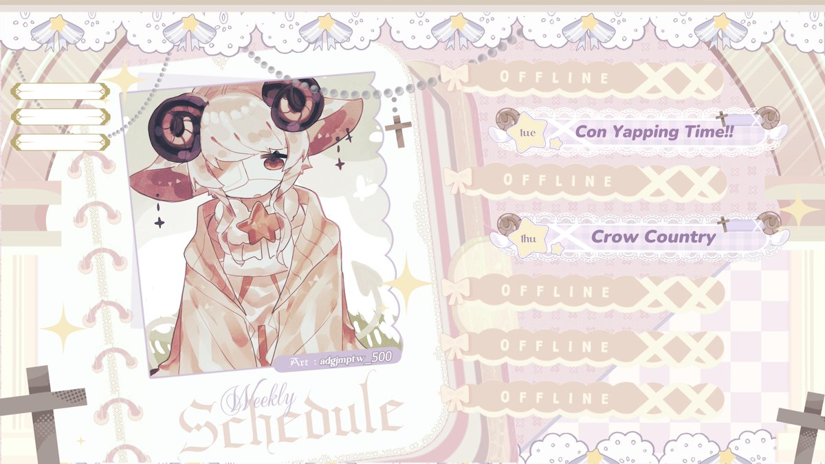 hellfaun's tweet photo. [ ⭒──⭒ STREAM SCHEDULE ⭒──⭒ ]

no more con :(
back to streaming :) https://t.co/C8Fp8yyUEF