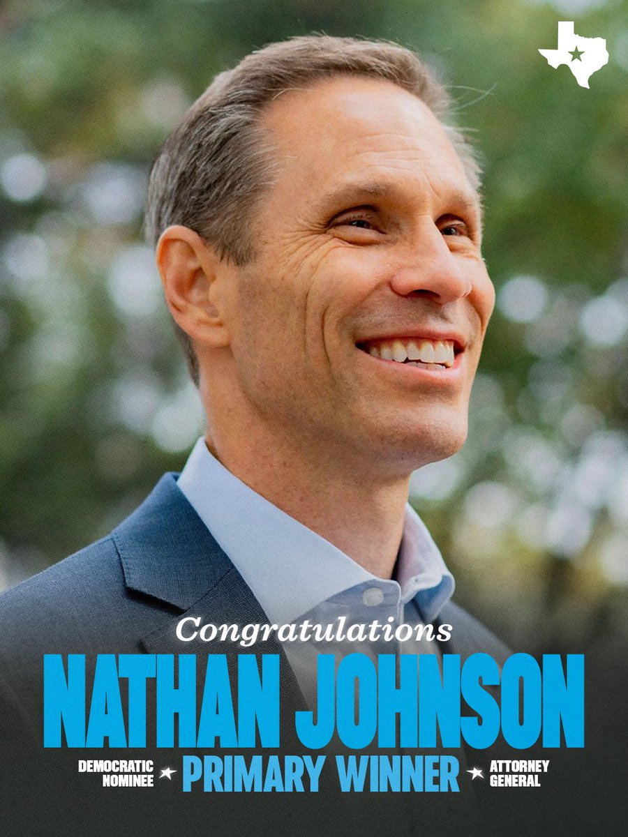 texasdemocrats's tweet photo. It’s time to bring integrity back to the Attorney General’s office. Congratulations to our Democratic Nominee, @NathanForTexas. https://t.co/giccG8W23n