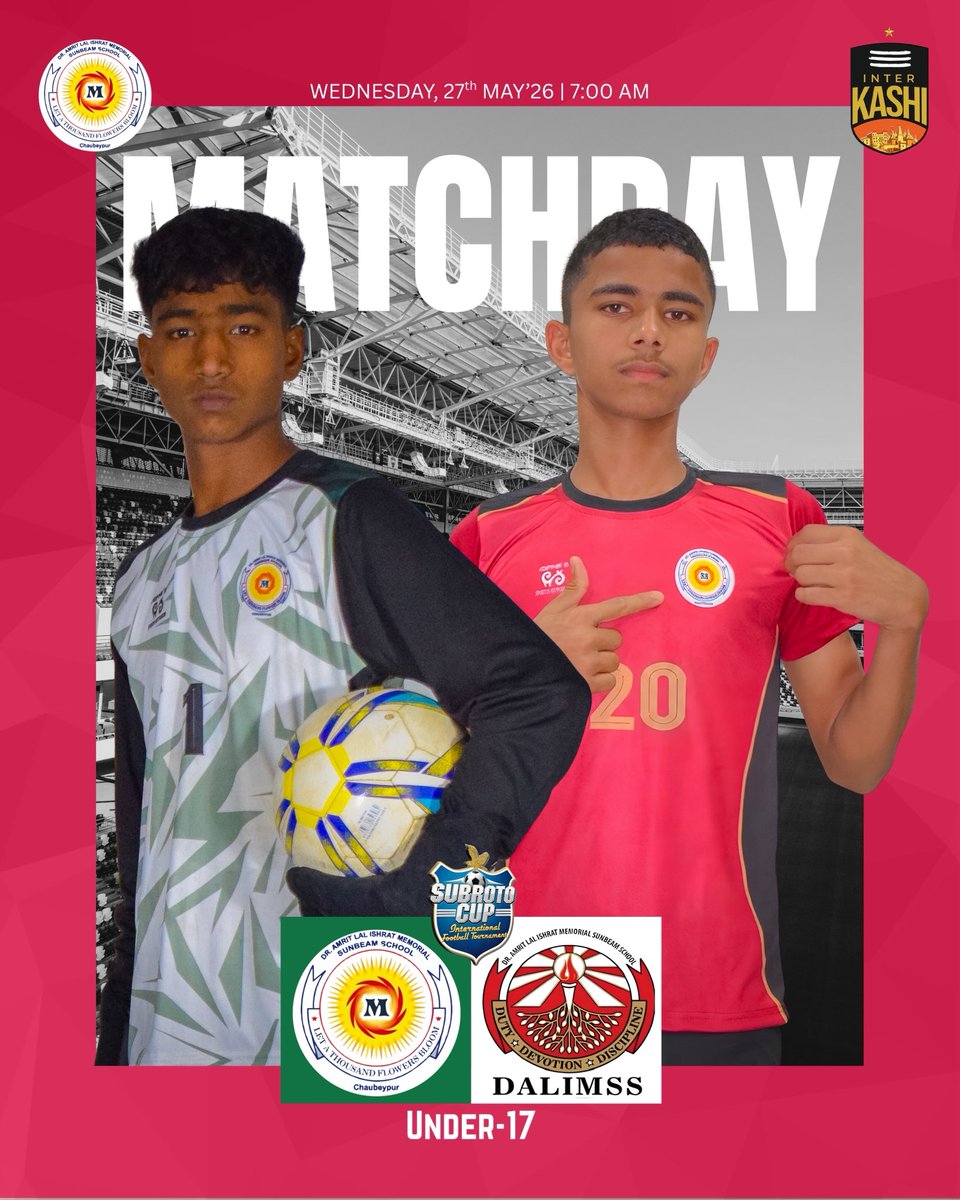 InterKashiFC's tweet photo. The ultimate face-off! It’s Dalimss Sunbeam Chaubepur U-17 vs. Dalimss Sunbeam Dildarnagar U-17 today at the Subroto Cup. Let’s show them what we’re made of! ⚽️🔥

#65Subrotocup #DalimssSunbeamSchool #harharkashi #PreSubrotoCup #cbse https://t.co/NUAJHUV2Cr