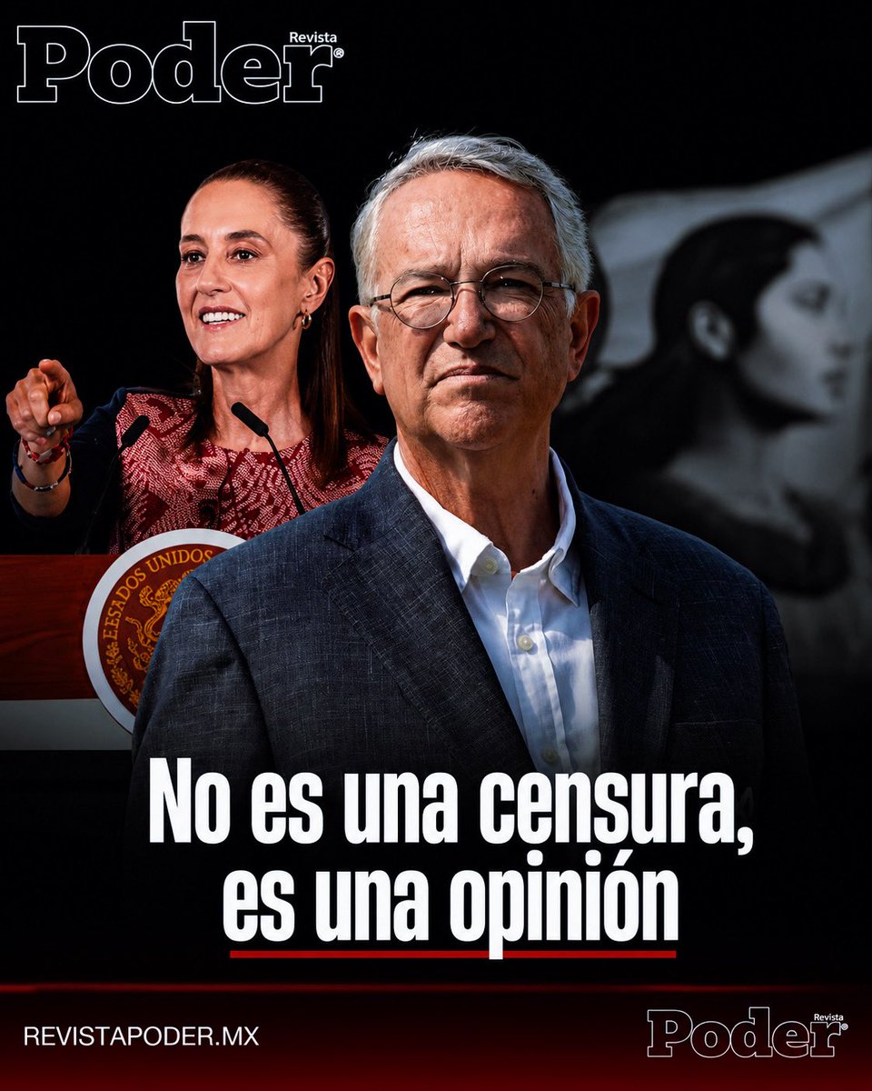 RevistaPoderMx's tweet photo. “NO ES CENSURA, ES UNA OPINIÓN”

— respondió la presidenta Claudia Sheinbaum luego de llamar públicamente a la población a dejar de ver TV Azteca, en medio de la polémica por sus declaraciones contra la televisora. https://t.co/mLdF6YEH1x