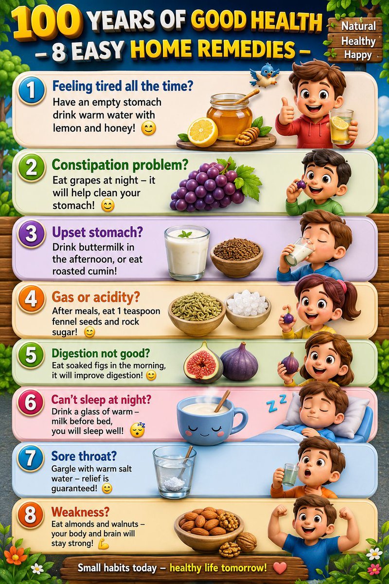 simplified64156's tweet photo. 100 years of health starts with these simple daily habits! 🌿✨ https://t.co/UsbIV4En0T