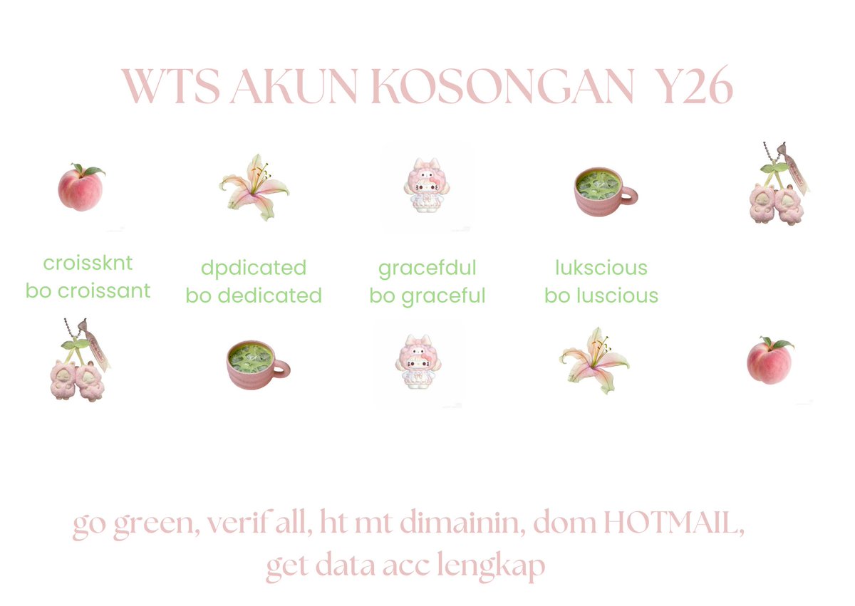 rounadn's tweet photo. wts acc kosongan y26 mei
୨୧ price : https://t.co/JUBaviqCR8 / each
୨୧ dom Hotmail, vall 
୨୧ mt ht dimainin, go green
୨୧ get all data acc lengkap

t #zonauang #zonaba https://t.co/SemGtRH2Wr