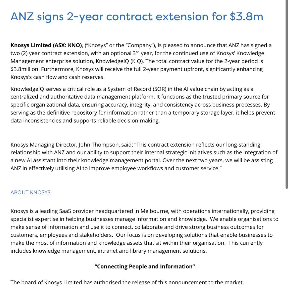 CMicrocaps's tweet photo. Nice contract win and cash bump for @knosys $KNO announced this morning. #asx #microcap https://t.co/sgXgJ31yuZ