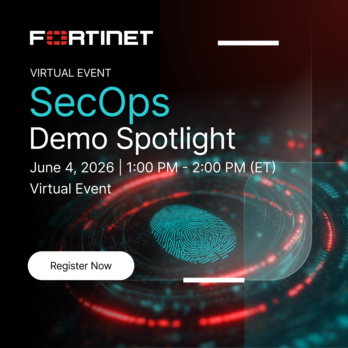 Fortinet's tweet photo. Too many alerts. 🚨
Too many tools. ⚒️
Too much manual response. 👨‍💻

Join our upcoming SecOps Demo Spotlight to see a platform approach to AI-powered security operations in action, with live demos across #FortiSOC, #FortiEndpoint, and #FortiDLP.

🗓️ June 4, 2026 @ 10AM PST | 1PM EST
🔗 Secure your spot: https://t.co/6ijU71HvmB

#AISecurity