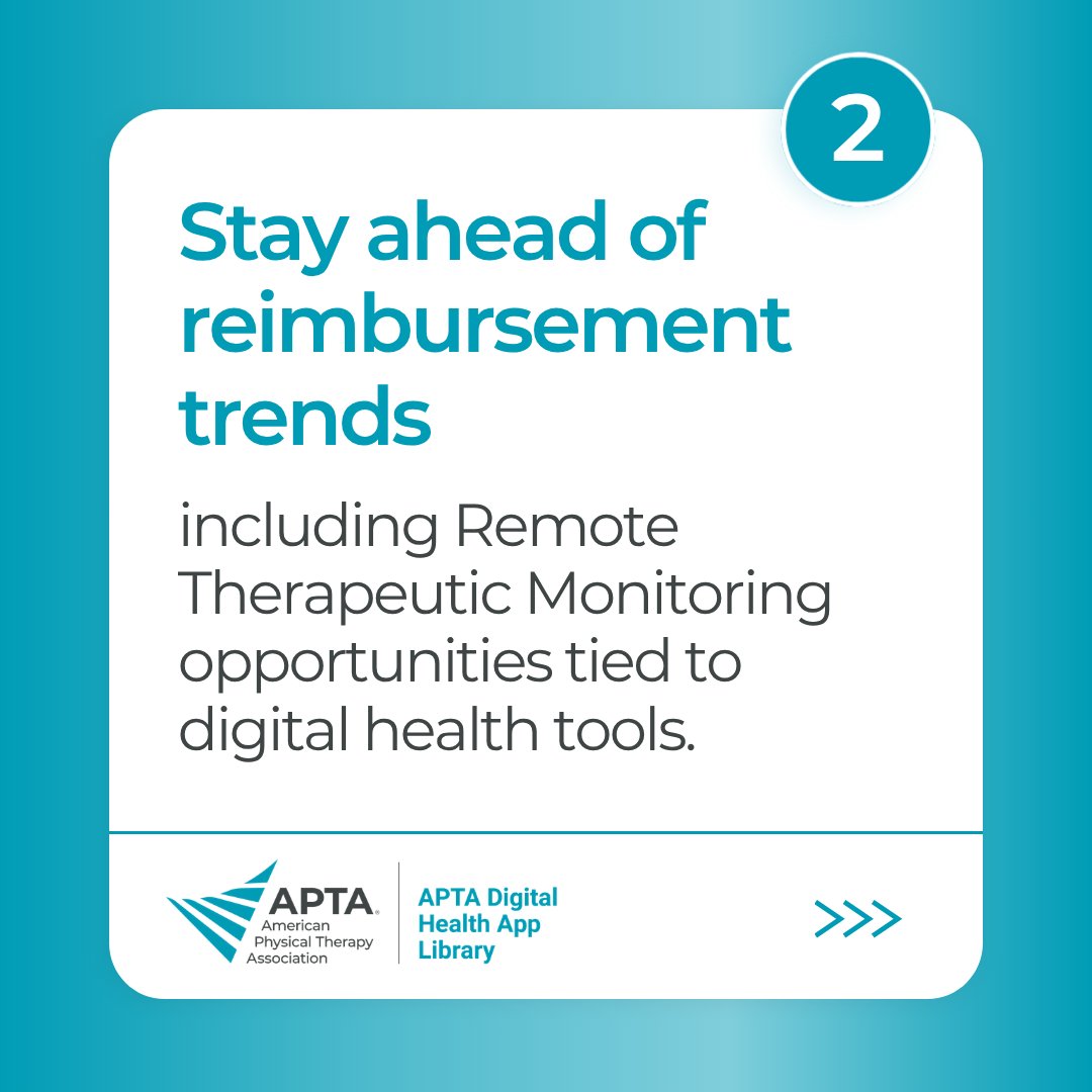 APTA_official's tweet photo. APTA members are exploring digital health tools across specialties with this exclusive benefit. 📲✅

The APTA Digital Health App Library, powered by @OrchaHealth, features vetted apps aligned with clinical quality and reimbursement trends. 

Dive in now: https://t.co/rvCWD9AR86 https://t.co/f0SHXD0Z8g