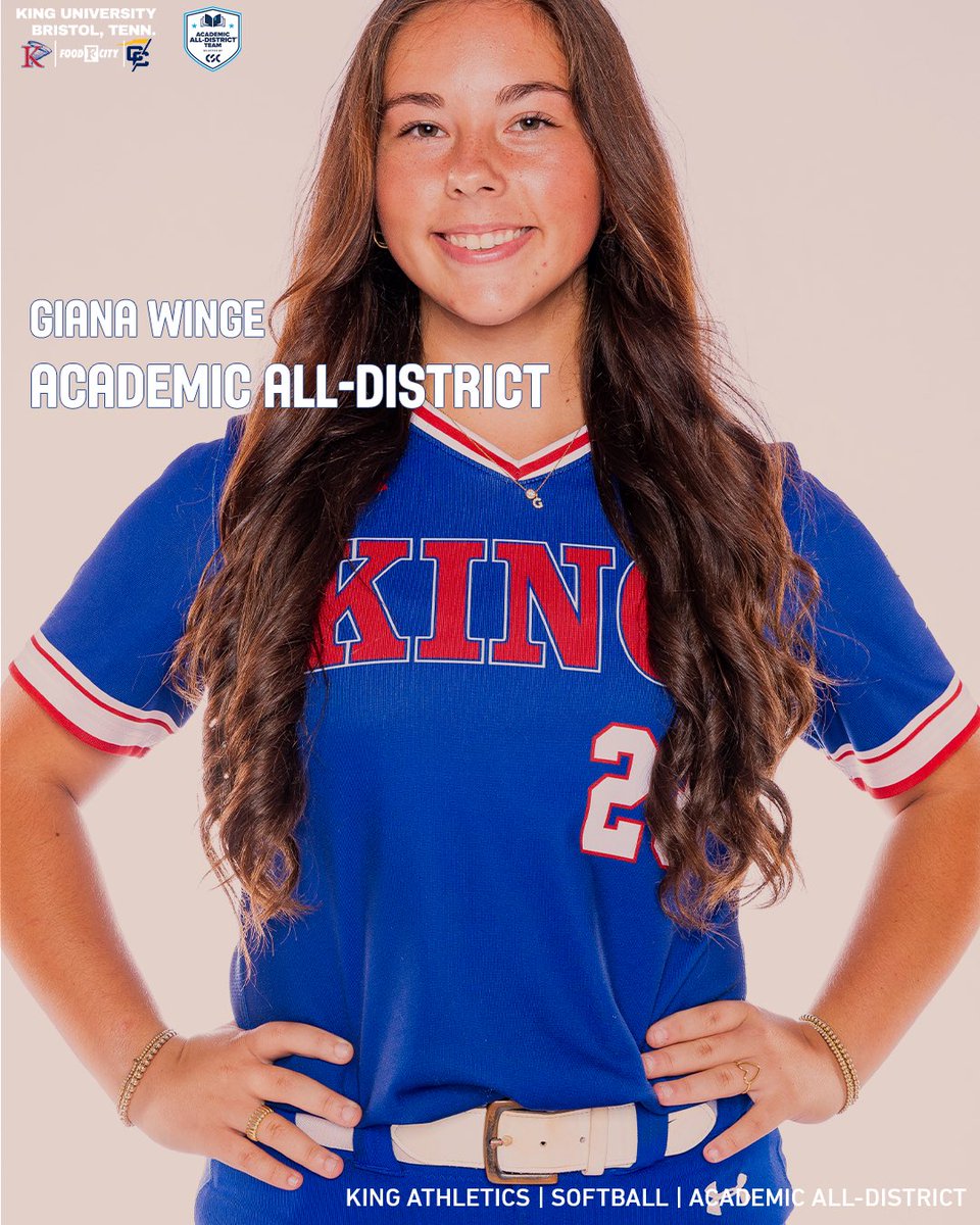 KingAthletics's tweet photo. King Athletics is proud to announce that Aubrey King, Giana Winge, Kathryn Ryan, and Aviah Bunsic have been named to the 2026 Academic All‑District® Softball Team!
You can check out the full article on the link in our bio!
#KingPride #LeadServeAchieve https://t.co/3gVy6ua1Gm