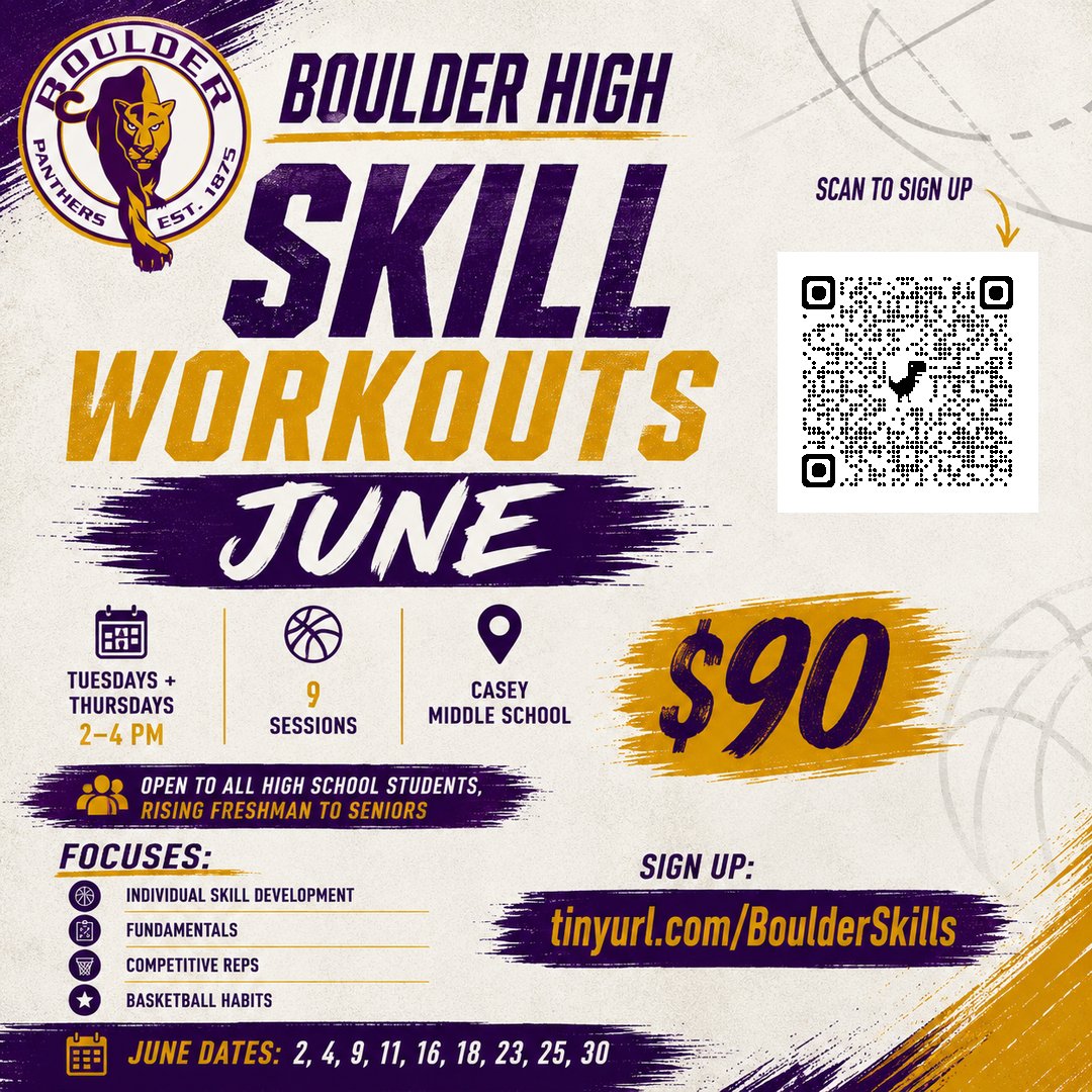 boulderhoops's tweet photo. June skill workouts are open 🏀

Open to all high school-aged players, rising freshmen through seniors, whether you’re on a summer team or just looking to get better.

📅 Tuesdays + Thursdays
⏰ 2–4 PM
📍 Casey Middle School
💵 $90
✅ 9 sessions
Sign up: https://t.co/92FrUE4G3I https://t.co/urbjymR0Hf