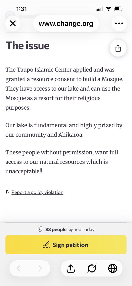 Wildnfree1984's tweet photo. Help Taupo out!

Sign their petition to stop a mosque being built in Taupo 

👇🏼👇🏽👇🏽👇🏻

https://t.co/kFvvverpqW

☝🏽☝🏽☝🏼☝🏼☝🏻

Please sign &amp; share to support these kiwis trying to protect their town from an Islamic invasion 

#nzpol
#newzealand https://t.co/Et4QODsdrh