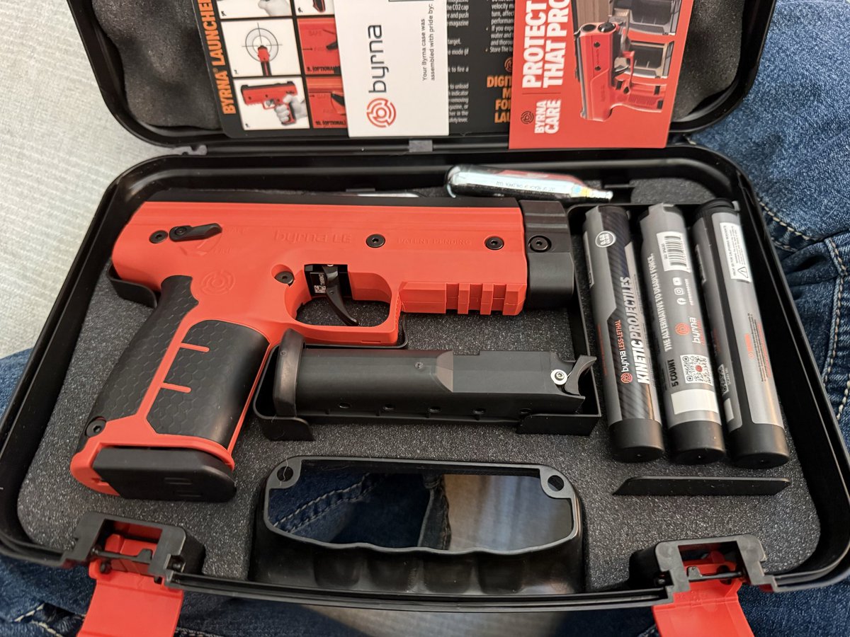 CHDAngelMom's tweet photo. My @byrnanation #LessLethal came today!!!! I hope I never have to use it, but it’s comforting to know I have something with me at all times when I’m on these road-trips & would rather not license / carry a firearm until I know where I’m going to end up ❤️💯🫡 @MikeyMikeMKE @MilwSpinny