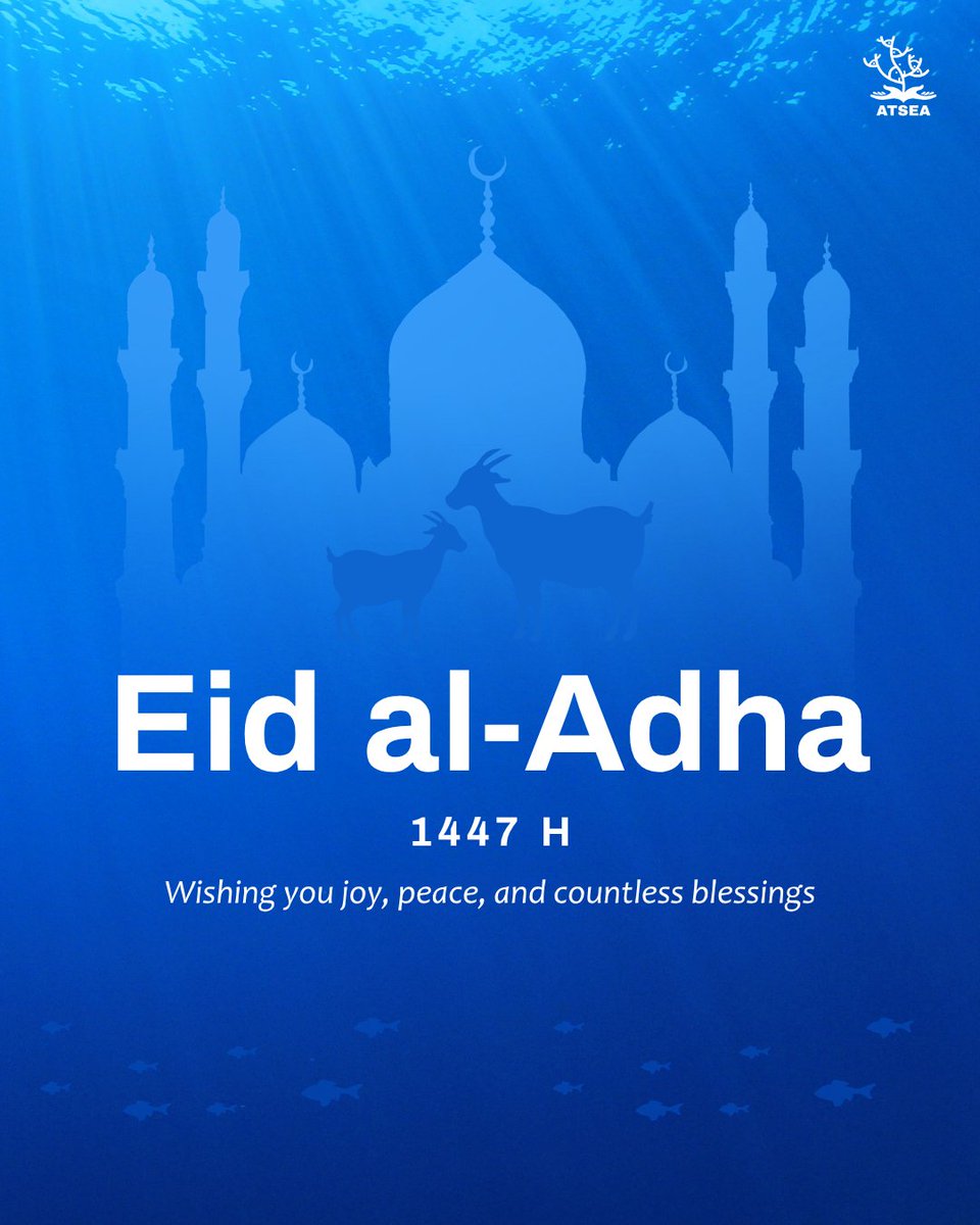 ProgramAtsea's tweet photo. Sending warm wishes to all celebrating Eid al Adha this year 🌙
May the day be filled with reflection, gratitude, and shared joy✨

Eid Mubarak!

#ATSEA #EidAlAdha https://t.co/Y8dkEnySoK