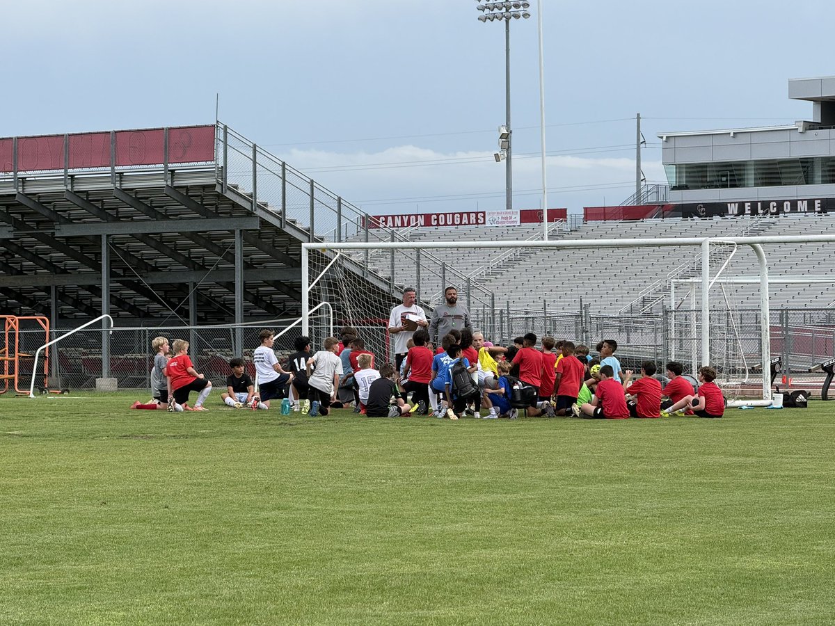 CanyonBoySoccer's tweet photo. 6th-9th grade soccer camp. Had 41 show up tonight. Some good talent on the way. @cisdnews @canyonhscougars @CanyonMiddle https://t.co/Zr8DOWVLRw
