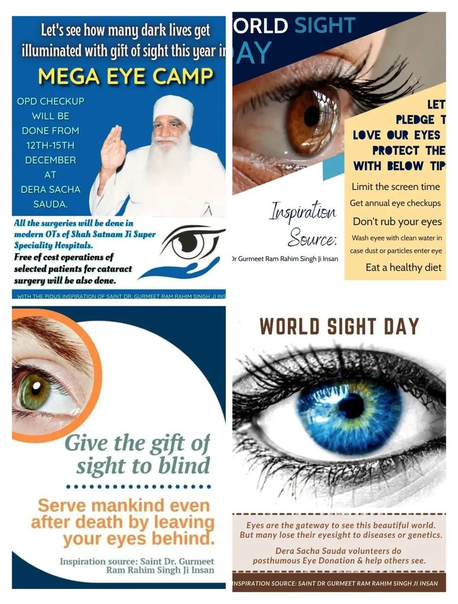 Srani82645's tweet photo. Eye donation is a selfless act that brings light into someone's life even after death. Inspired by teachings of Saint Gurmeet Ram Rahim Ji, millions of DSS followers have pledged to donate their eyes after death. Many of them have already fulfilled their promise. #SpreadTheVision https://t.co/zYFcAXS2XA