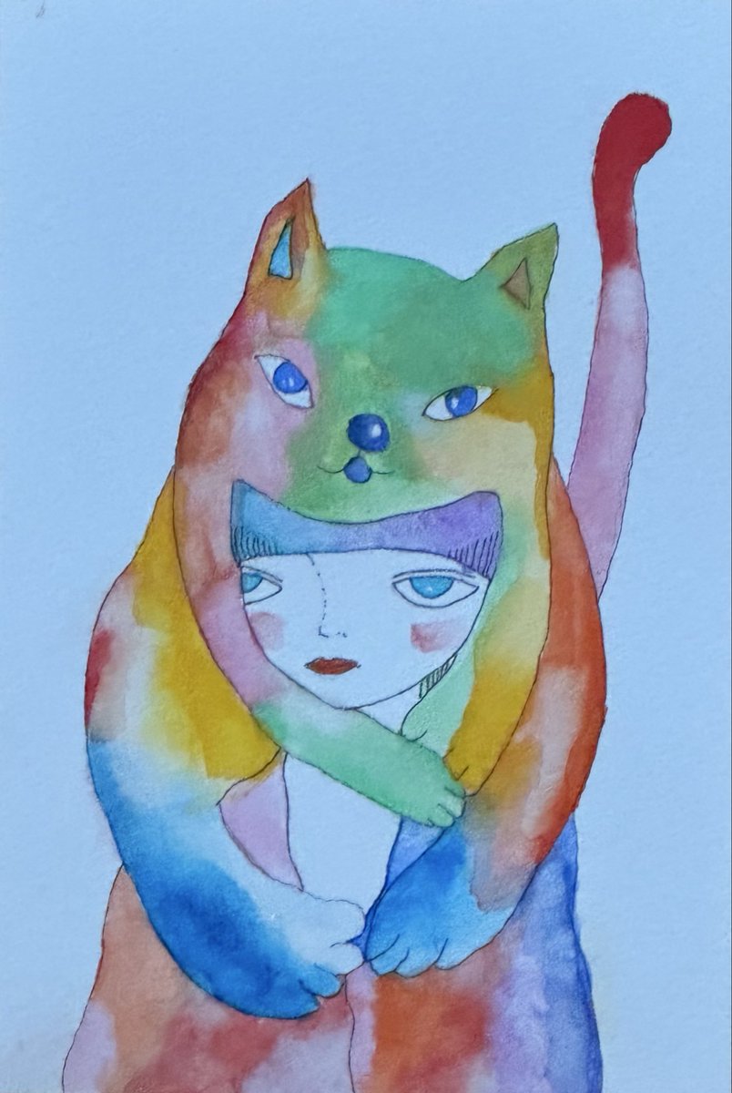 Aiha_official's tweet photo. CAT’S ON SHOULDER
2026.May.26-27th
#markerpendrawing #watercolorpainting
#postcard
#今年36作目 https://t.co/IORn7zOcvG