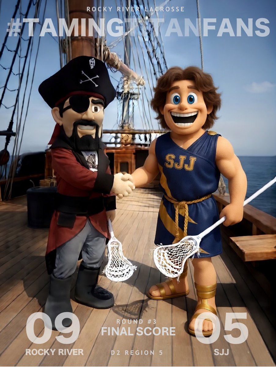 RockyRiverLax's tweet photo. Our boys battled tonight, turning it up in the 4th. Thanks for bringing it @sjjlax, but it's time to swim back… #NoQuarter #WalkThePlank #RegionalFinalUpNext @BCSNsports @SJJTitanSports @LaxInThe419 @SJJLacrosse @TylerSeggerman @garysensenstein @rrboosters @rivergirlslax https://t.co/9OJ9WTEJFp