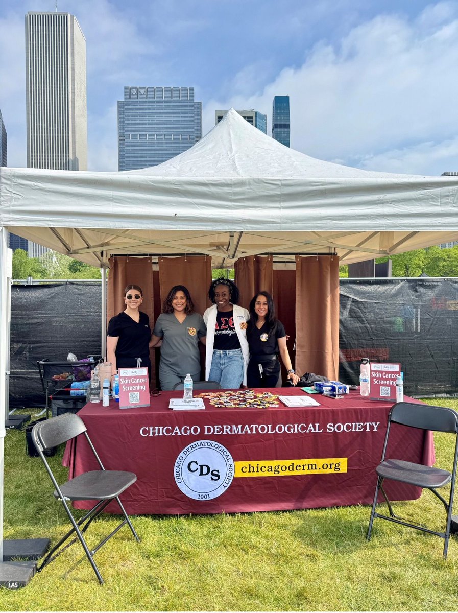 CDS1901's tweet photo. To raise awareness during Melanoma Awareness Month, the Chicago Dermatological Society participated in the Chicago Spring Half Marathon finish-line reception by hosting its inaugural Skin Cancer Screening Tent, where volunteer dermatologists provided skin cancer screenings. https://t.co/4tmaJDeZ9R