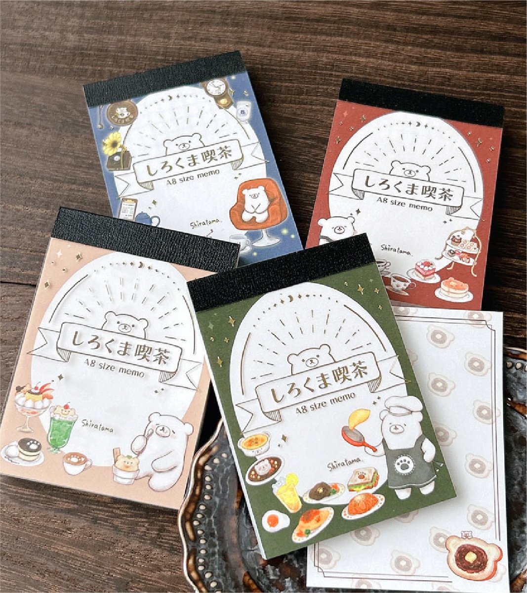 シロクマカフェ メモ帳 しろくま喫茶】 A8メモ ¥550 各4柄計100枚入り コンパクトなA8サイズの