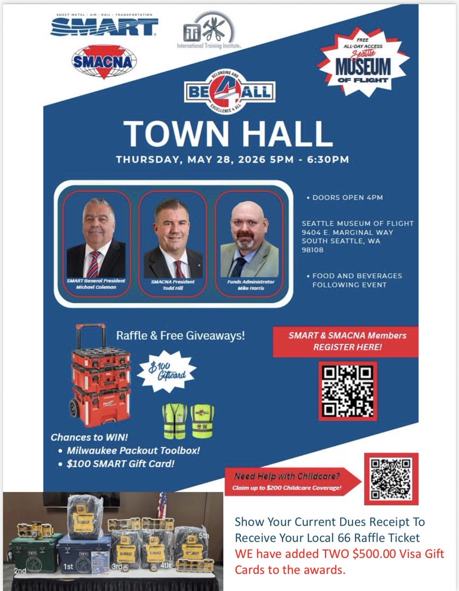 SMARTLocal66's tweet photo. REMINDER: All @SMARTLocal66 Members! We’re calling on all members to show up and help fill the room for the B4All Town Hall on Thursday, May 28th, 2026. 

#B4All #TownHall #SMACNA #SMARTUnion #SMARTNWRC #SMARTLocal66 #SMW66 https://t.co/0vkg5Kpqgo