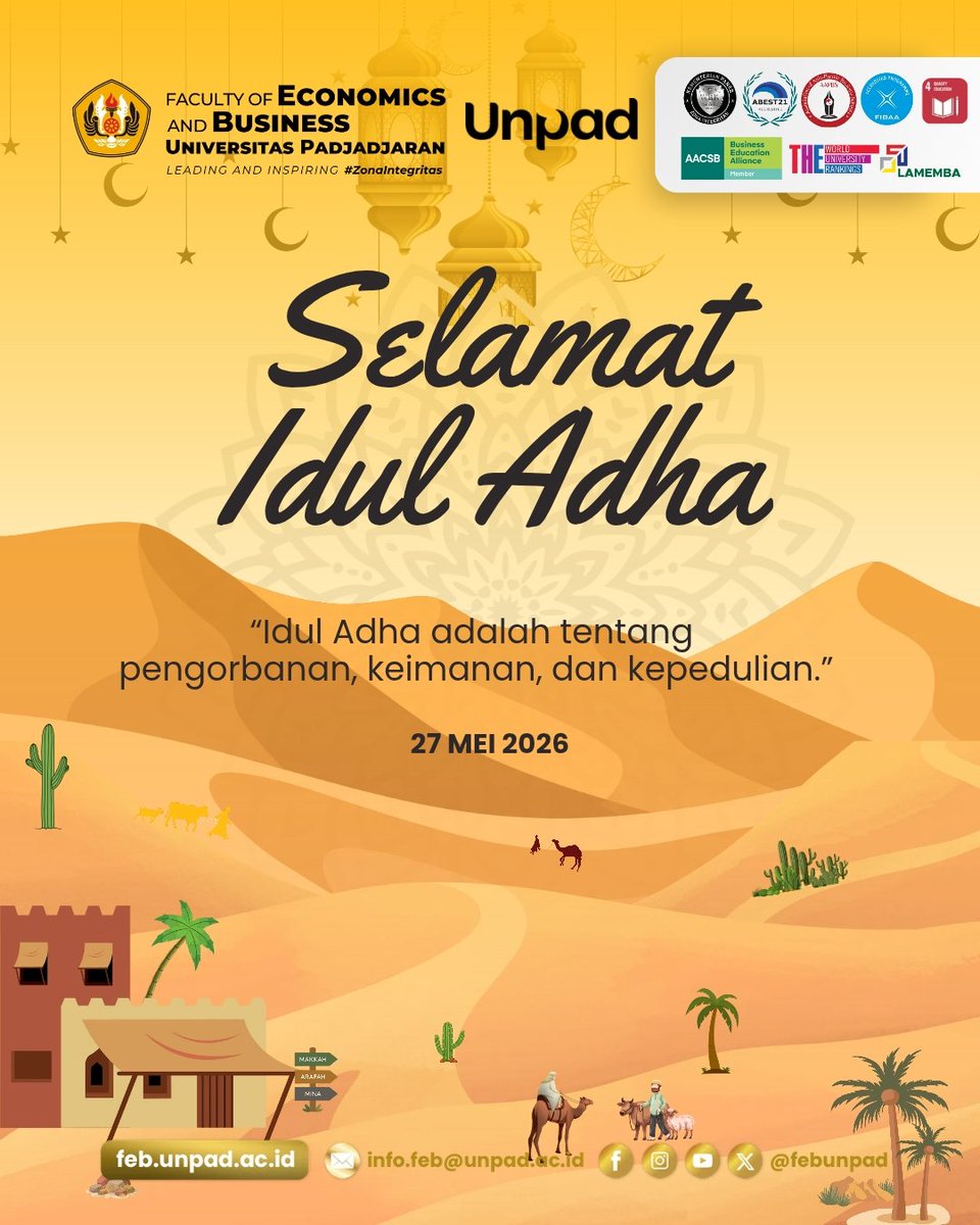 febunpad's tweet photo. Bukan hanya tentang berkurban, tetapi tentang belajar ikhlas, peduli, dan menumbuhkan makna kebersamaan.

Keluarga besar FEB UNPAD mengucapkan:
Selamat Hari Raya Idul Adha 1447 H.

#FEBUnpad #LeadingAndInspiring #IdulAdha1447H #IdulAdha #Qurban https://t.co/LUVBFVjG9u
