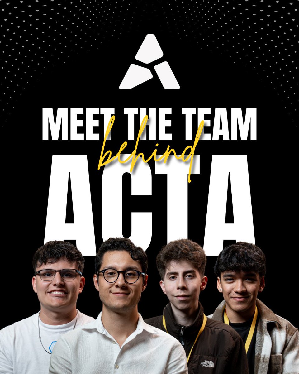ActaXyz's tweet photo. “Meet the Team Behind ACTA”
We’re a team of builders, developers, and innovators working to create a more trustworthy digital future through verifiable
credentials on Stellar.
At ACTA, we believe credentials should be:
• Verifiable
• Tamper-proof
• User-owned
Our mission is to help startups, communities, and organizations issue digital credentials that anyone can verify instantly.

Below, we introduce the team behind ACTA and the people making this vision possible.

Sebas — Product & Strategy
The team’s compass. Sebas defines ACTA’s product vision, sets priorities, and ensures every decision creates value for users and the market.

Daniel — Engineering Lead
ACTA’s technical architect. Daniel leads the infrastructure, system design, and development decisions that turn the vision into a secure and scalable product.

Josué — Full Stack Developer
The builder of both what users see and what happens behind the scenes. Josué connects the user experience with ACTA’s backend logic.

Matias — Smart Contract Developer
The guardian of trust on the blockchain. Matias develops the Stellar smart contracts that make ACTA credentials verifiable, tamper-proof, and user-owned.

Together, we’re building the trust layer for digital credentials.