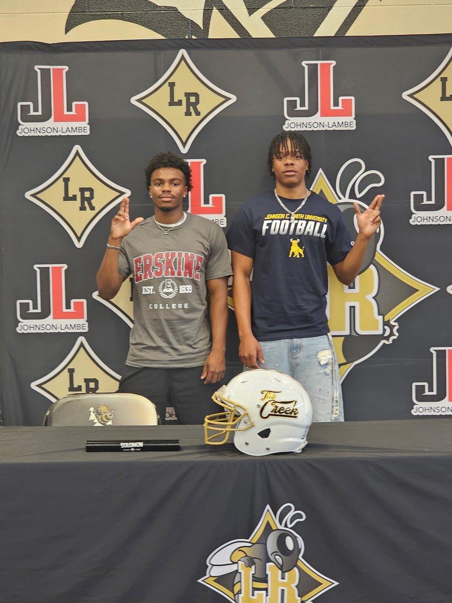 THEOLWHISPERX4's tweet photo. Today we had 2 more players sign to pursue their dreams of being college athletes. Congratulations to both @CIWilson_2 and @kelson_solomon. @DiamondHornetFB @lrhsdhornets is proud of you both. https://t.co/AJRHmUjYi6