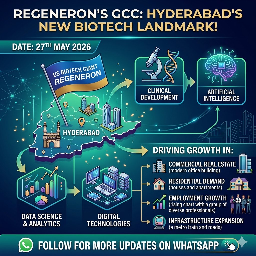 LandLogic14893's tweet photo. Follow for More Updates: https://t.co/GytA3Cdprk

🧬 US biotech giant Regeneron to launch a new GCC in Hyderabad by 2026, boosting jobs, AI, biotech &amp; commercial real estate growth .

📞 Investment Advice: 9381389713
💬 Chat: https://t.co/xY2oNnJW3b

#Hyderabad #GCC #RealEstate https://t.co/fjpPZgwW06