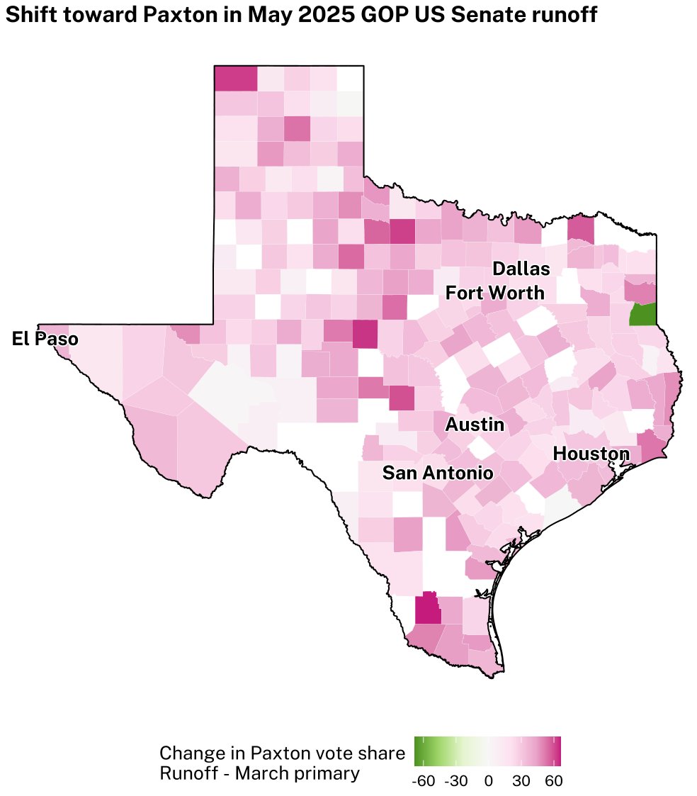 thomasjwood's tweet photo. The power of Trump's primary endorsement does not vary with geography https://t.co/SEGFw5XjHb