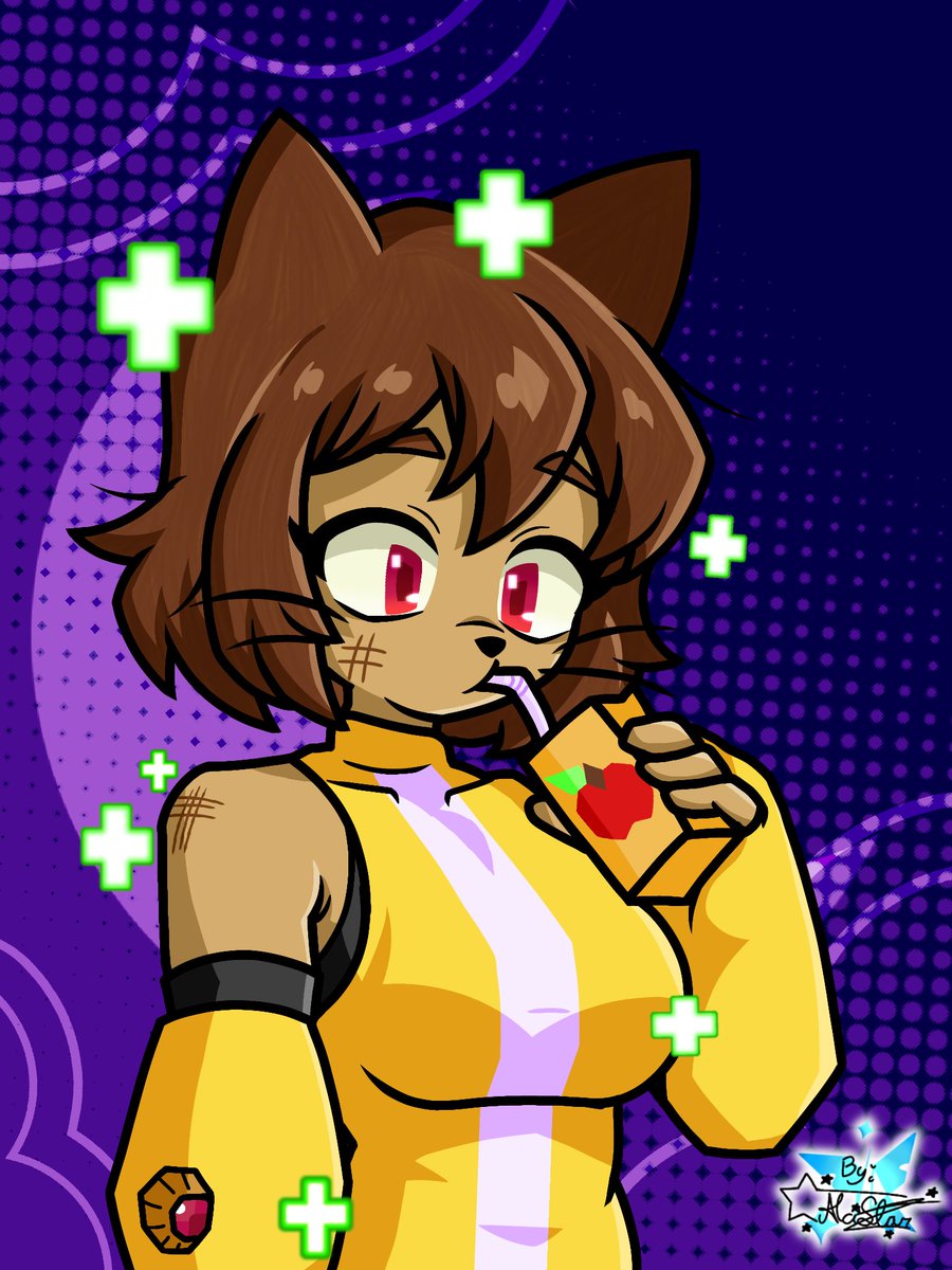 AlciStar_06's tweet photo. a little drawing of Kit healing, I love the design of this cat :^ #gameoverse #kitbodega https://t.co/xO4EZDv50b