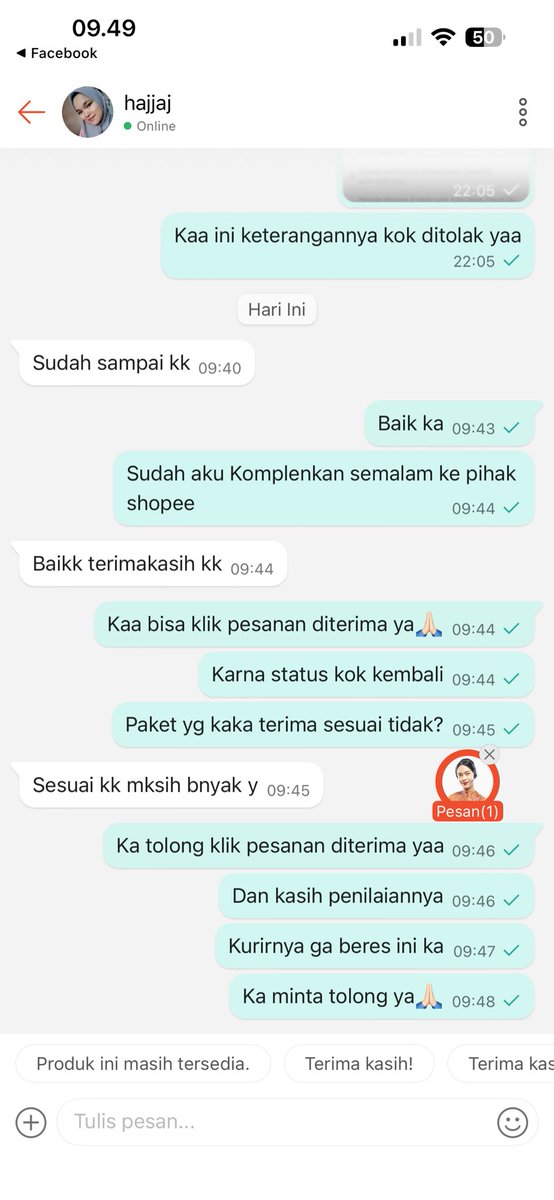 nieeda_'s tweet photo. Paket COD statusnya uda diterima cs dan sesuai, malah di pesanan keterangan pesanan ditolak dan retur.. ini gimana ya? Pasti paket bodong kan yg balik ke aku🥺

Tolong dong min @ShopeeID https://t.co/8f1oyKxgRe