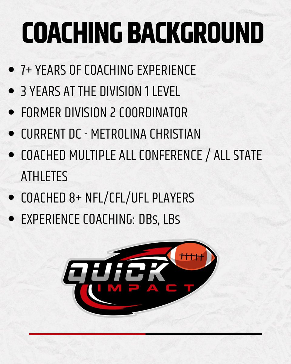 Coach_DWhitney's tweet photo. DBs / LBs in the Charlotte / Fort Mill area looking for skill and IQ progression, let’s tap in!

Looking forward to development! 🧪

@TheTakeawayLab https://t.co/G30GHqjYYZ