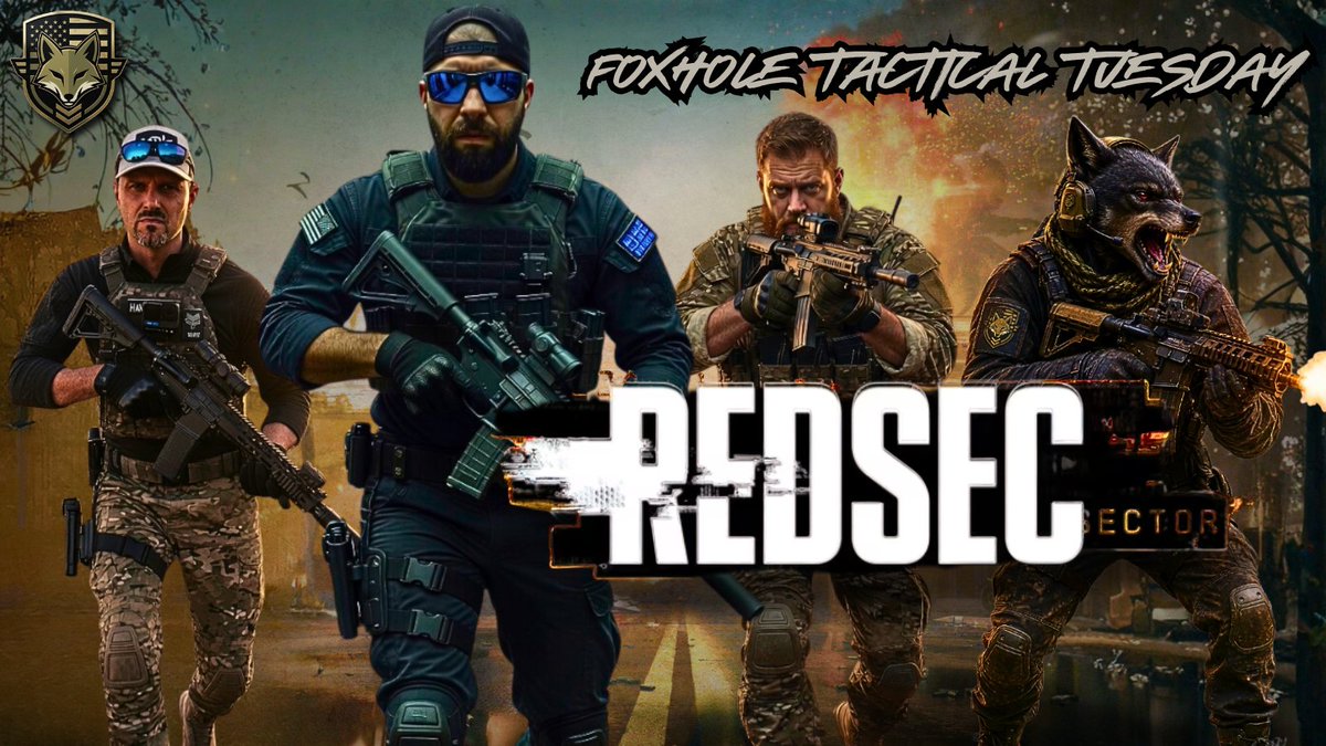 RedmanFXH's tweet photo. 💥 FOXHOLE TACTICAL TUESDAY IS LIVE 💥

@blackfox87fps you locked and loaded?!
@havoc715 you ready to drop?!
Pdub your sights ready?!

 Squad is dropping into REDSEC, the vibes are immaculate, and we are ready for action. Get in here! 🎯🔥

📺 Catch the action: https://t.co/txLk2JEZQX

#Foxhole #REDSEC #GamingLive