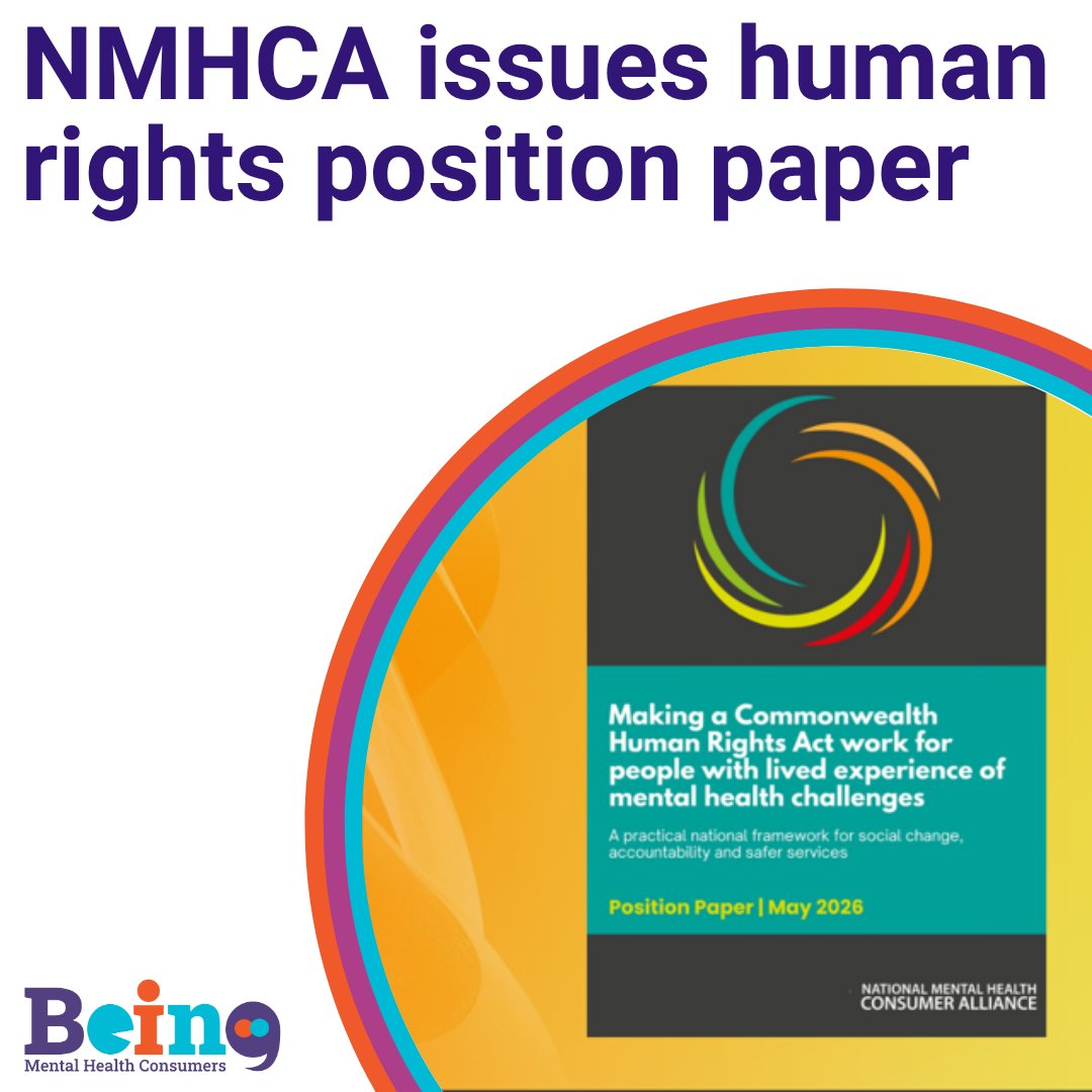 BEINGMHC's tweet photo. The National Mental Health Consumer Alliance has released a position paper to support the tabling of a national Human Rights Bill from a consumer perspective. 
Click to read. https://t.co/ukfvE3j97w https://t.co/26nnQsrwjN