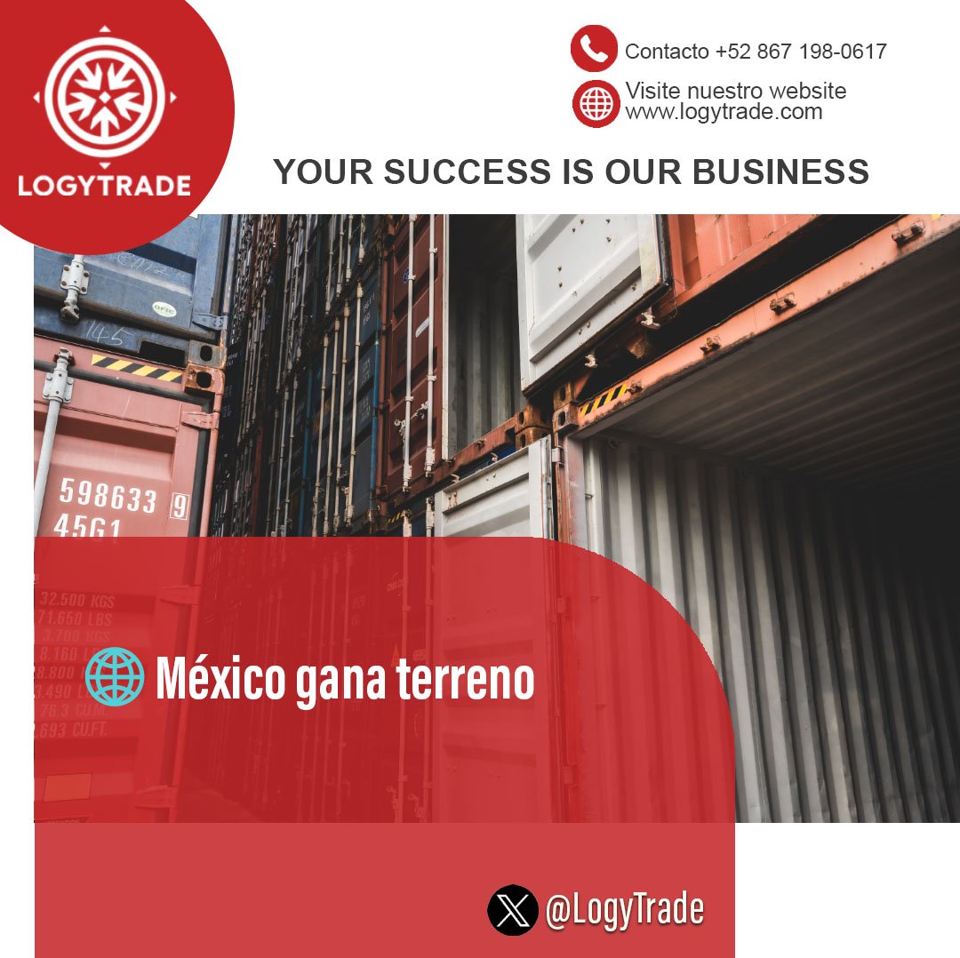 LogyTrade's tweet photo. México sigue posicionándose como alternativa frente a Asia. El nearshoring impulsa nuevas oportunidades. 👉 El momento es ahora, pero hay que estar listos. #Nearshoring#solucionesintegrales para la #cadenadesuministro #aduanamexicana #aduanaamericana #asesoríaaduanal https://t.co/2KaUGSE3QL