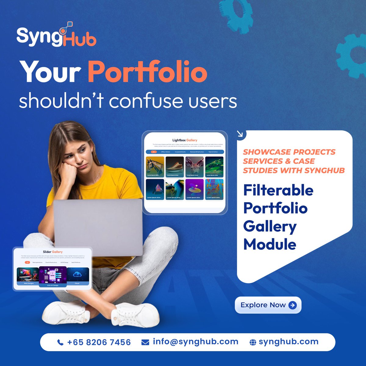 synghub's tweet photo. 🚫 Your portfolio should impress — not confuse. ⚡

Showcase projects &amp; case studies with the SyngHub Filterable Portfolio Gallery Module.

📞 +65 8206 7456
🌐 https://t.co/KDqsQuQUtF

#SyngHub #HubSpotCMS #PortfolioGallery #WebDesign #HubSpot #WebDevelopment https://t.co/71jstkuJIW