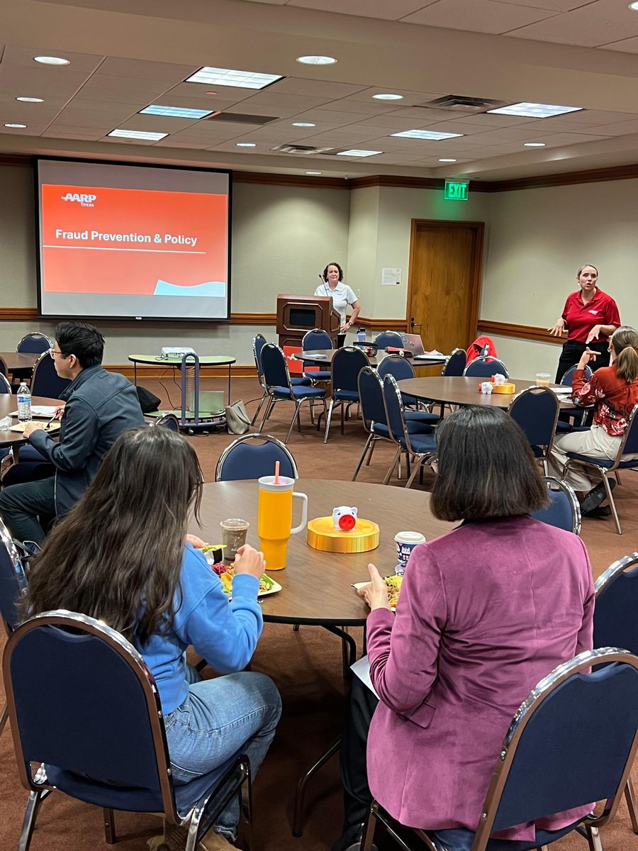 AARPTX's tweet photo. Fraud is evolving, and so must we. 🔍 

We hosted a Capitol Lunch &amp; Learn with legislative staffers to spotlight the urgent need for stronger consumer protections.

Learn more about AARP Texas advocacy at: https://t.co/3iRL8YUzfa #txlege https://t.co/zb0nytsYg7
