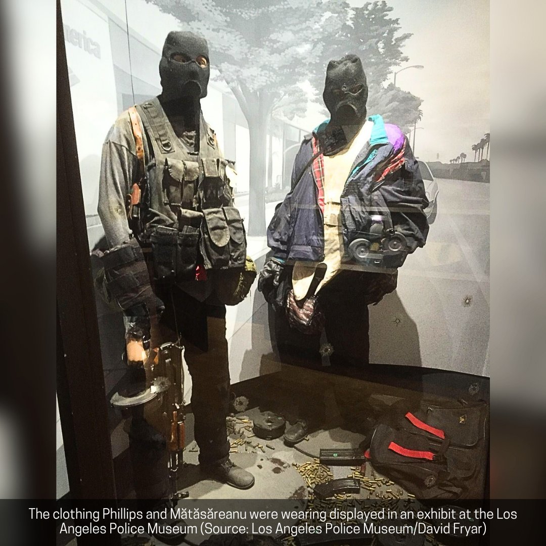 case_file's tweet photo. 9. Custom-made body armour worn by Phillips during the 1997 shootout 
10. The clothing Phillips and Mătăsăreanu were wearing displayed in an exhibit at the Los Angeles Police Museum https://t.co/PFpsDYJlH5