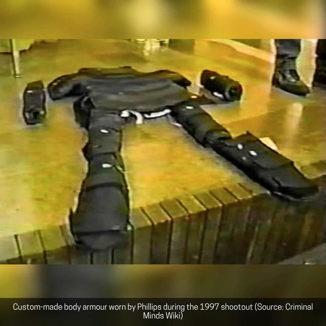 case_file's tweet photo. 9. Custom-made body armour worn by Phillips during the 1997 shootout 
10. The clothing Phillips and Mătăsăreanu were wearing displayed in an exhibit at the Los Angeles Police Museum https://t.co/PFpsDYJlH5